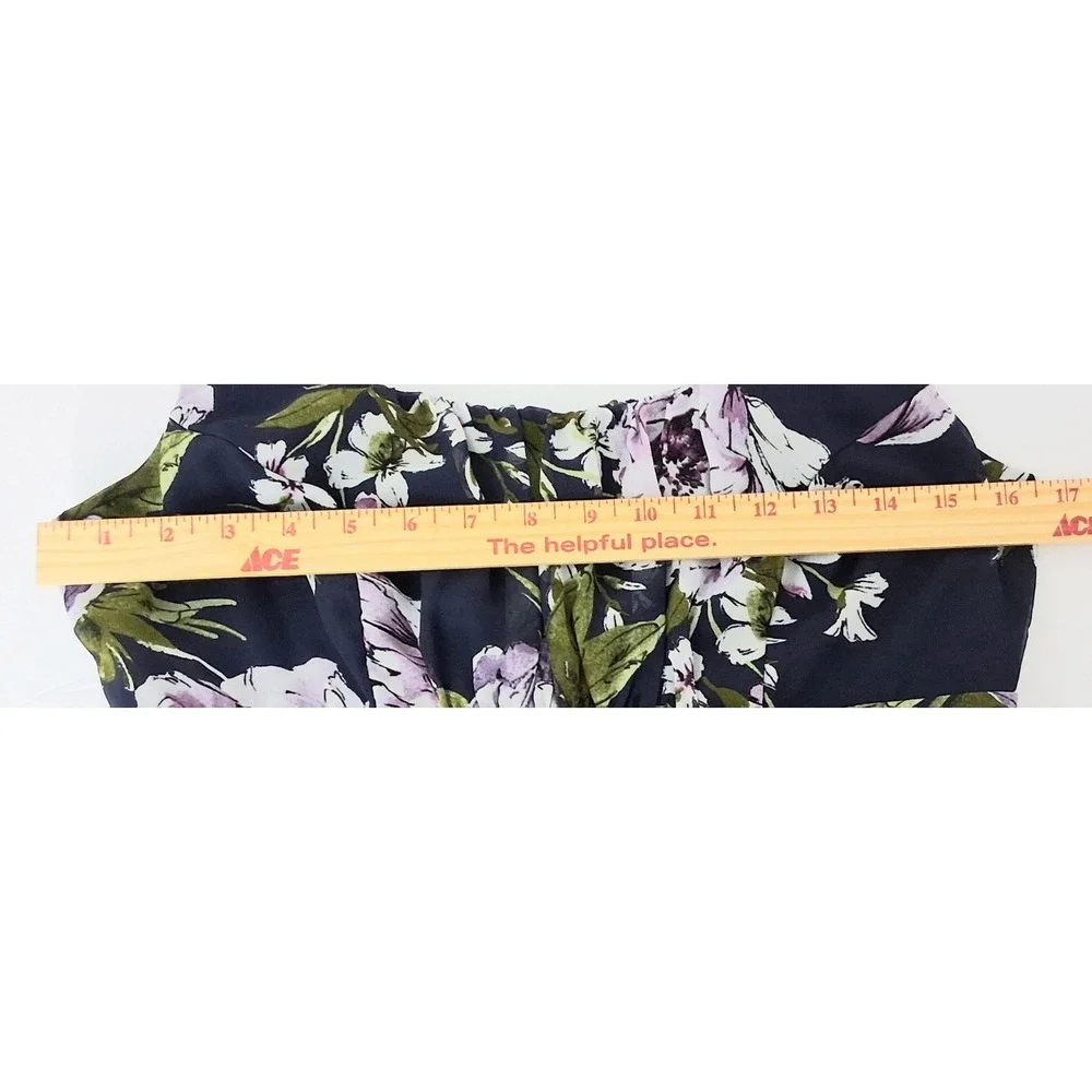 Connected Apparel Dress Size 6 Navy Purple Floral Sleeveless Lined Pre-owned